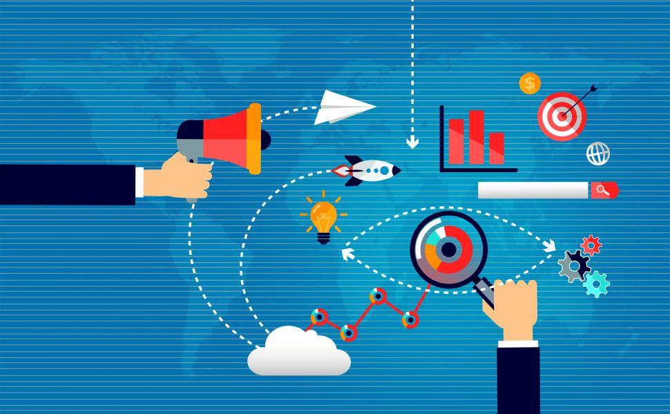 market research and marketing strategy concept illustration